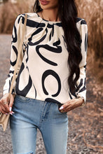 My Crush - Printed Round Neck Long Sleeve Blouse