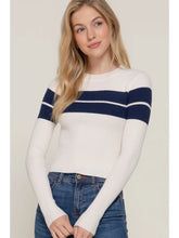 Just Enough Ivory Long Sleeve Stripe Rib Sweater