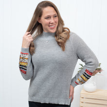 Get Close - Geo Pattern High Neck Raglan Sleeve Sweater