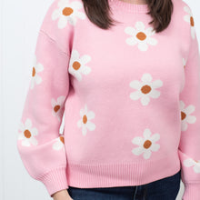 Feeling Adored - Pink Floral Pattern Drop Shoulder Sweater