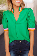 Make My Day Colorful Trim Blouse