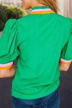 Make My Day Colorful Trim Blouse