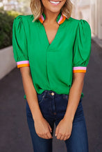 Make My Day Colorful Trim Blouse