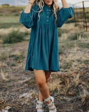 Truly Yours Blue Corduroy Buttoned Dress