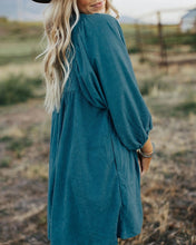 Truly Yours Blue Corduroy Buttoned Dress
