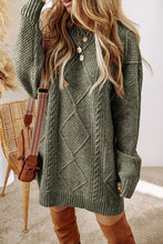 Be Inspired Green Cable Knit Sweater Dress