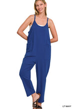 Just Be You Lt Navy Spaghetti Strap Jumpsuit