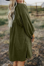 Truly Yours Green Corduroy Buttoned Dress