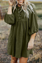 Truly Yours Green Corduroy Buttoned Dress