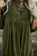Truly Yours Green Corduroy Buttoned Dress