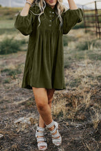 Truly Yours Green Corduroy Buttoned Dress