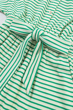 All My Affection Green Stripe Waist Tie Romper