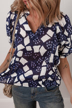 Be Radiant Abstract Print Puff Sleeve Blouse