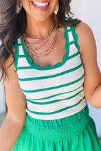 No Compromises Green Scalloped Edge Striped Tank
