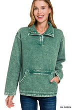 Here & Now Green Fleece Washed Pullover