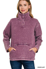 Here & Now Eggplant Fleece Washed Pullover