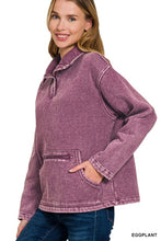 Here & Now Eggplant Fleece Washed Pullover