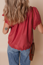 Before You Go Embroidered Scallop Trim Blouse