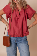 Before You Go Embroidered Scallop Trim Blouse