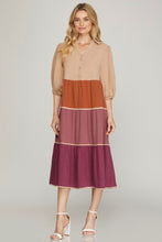 All This Time Color Block Tiered Mini Dress