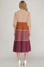 All This Time Color Block Tiered Mini Dress