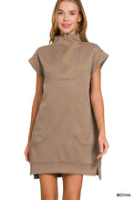 We've Got History Mocha Textured Zipper Mini Dress
