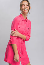 Go All Out - Fuchsia Button Down Tencel Denim Midi Shirt Dress