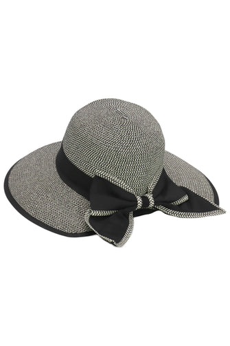 Bow Straw Sun Hat White/Black