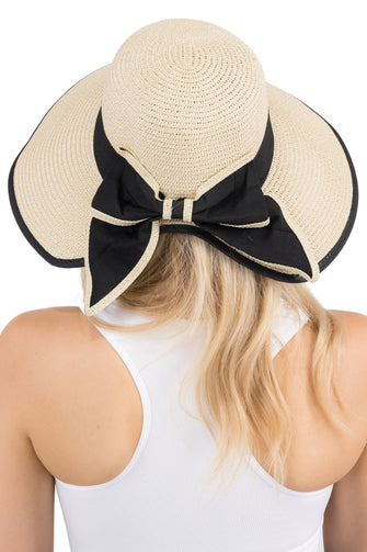 Bow Straw Sun Hat Beige