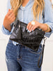 A Sure Thing - V Studded Black Wristlet Clutch Handbag