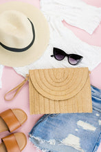 Straw Foldover Crossbody Clutch