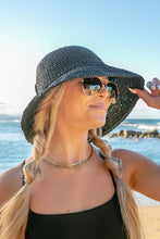 Black Woven Straw Sun Hat