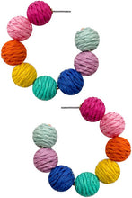 Raffia Pompom Ball Post Hoop Earring