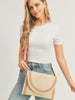 Let's Have Fun - Beige 2-Tone Straw Clutch Crossbody Bag