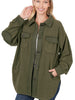 Calling For You - Olive Oversized Fleece Shacket