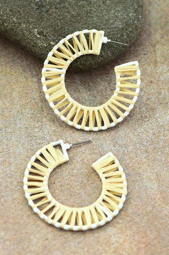 Raffia Wrapped Hoop Earrings