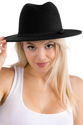 Chase Your Dreams - Black Asymmetrical Crease Felt Rancher Hat