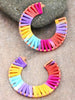 Raffia Wrapped Hoop Earrings Multi