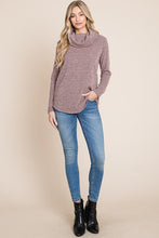 Thinking of Fun - Mauve Sparkle Cowl Neck Tunic