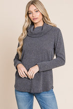 Thinking of Fun - Charcoal Sparkle Cowl Neck Tunic