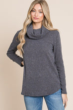 Thinking of Fun - Charcoal Sparkle Cowl Neck Tunic