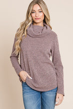 Thinking of Fun - Mauve Sparkle Cowl Neck Tunic