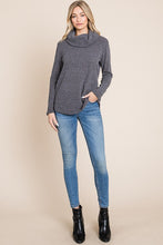 Thinking of Fun - Charcoal Sparkle Cowl Neck Tunic