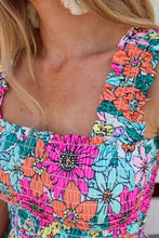 Vacay Mode - Smocked Floral Square Neck Tank