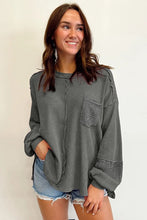 By Your Side - Distressed Crinkle Patchwork Long Sleeve Top