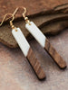 Resin Wooden Bar Earrings White