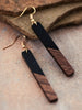 Resin Wooden Bar Earrings Black