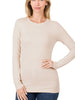 It's Your Chance - Beige Brushed Microfiber Long Sleeve Round Neck Tee