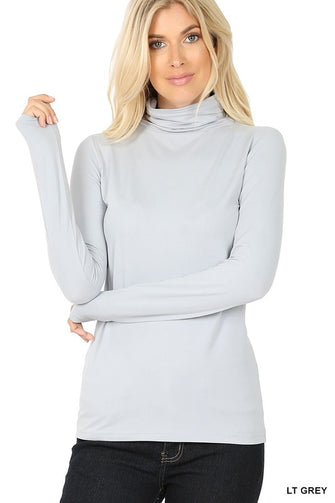 Beat the Chill - Gray Premium Microfiber Mock Neck Top