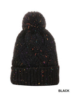 Black Speckled Pom Pom Beanie